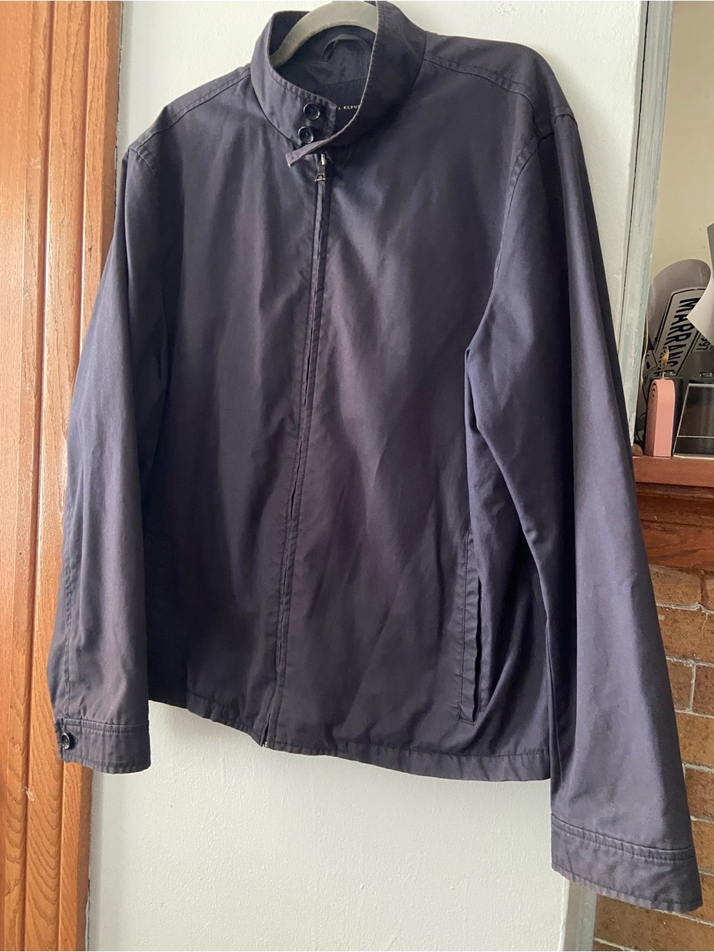 Banana Republic Men's Navy Stand-Collar Jacket - Classic Lightweight Coat L EUC